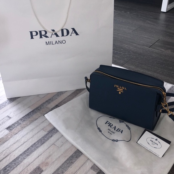 prada bandoliera Tessuto Oro Logo Crossbody Bag Purse